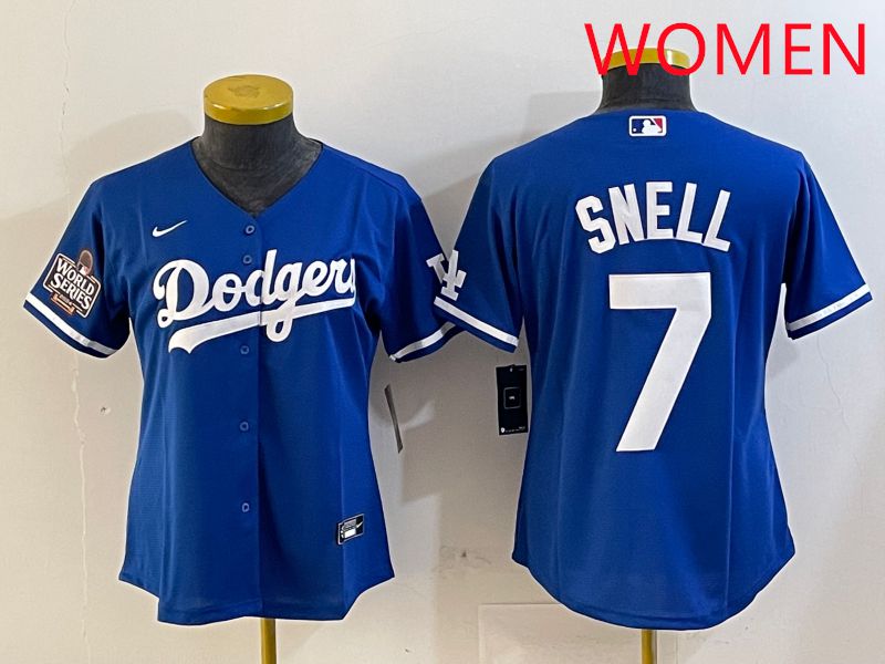 Women Los Angeles Dodgers #7 Snell Blue Game 2025 Nike MLB Jersey style 3